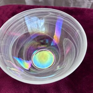 Artistic Accents Pearl White Opal Iridescent Glass Bowls, Set of Two